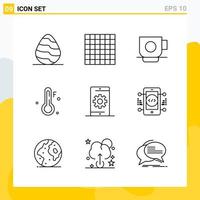 Collection of 9 Universal Line Icons Icon Set for Web and Mobile vector