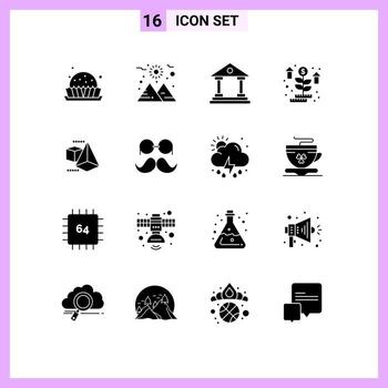 16 Universal Solid Glyphs Set for Web and Mobile Applications triangle model building plant money Editable Vector Design Elements