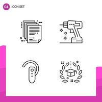 Outline Icon set Pack of 4 Line Icons isolated on White Background for responsive Website Design Print and Mobile Applications vector