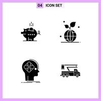 4 Icons in Solid Style Glyph Symbols on White Background Creative Vector Signs for Web mobile and Print