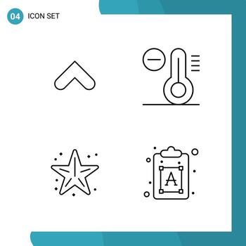 Vector Pack of 4 Outline Symbols Line Style Icon Set on White Background for Web and Mobile