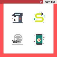 Pictogram Set of 4 Simple Flat Icons of appliances helmet cooking directional baseball Editable Vector Design Elements