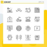 Collection of 16 Universal Line Icons Icon Set for Web and Mobile vector