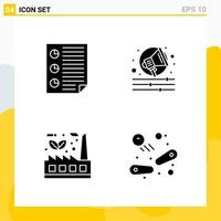 Collection of 4 Universal Solid Icons Icon Set for Web and Mobile vector