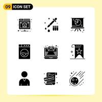 9 Creative Icons for Modern website design and responsive mobile apps 9 Glyph Symbols Signs on White Background 9 Icon Pack vector