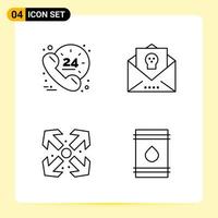 4 Creative Icons for Modern website design and responsive mobile apps 4 Outline Symbols Signs on White Background 4 Icon Pack vector