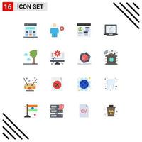 User Interface Pack of 16 Basic Flat Colors of laptop device app monitor development Editable Pack of Creative Vector Design Elements