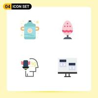 Set of 4 Commercial Flat Icons pack for baby personal boiled egg security Editable Vector Design Elements