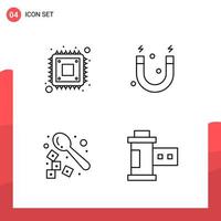 Pack of 4 Universal Outline Icons for Print Media on White Background vector