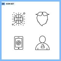 4 Icons Line style Creative Outline Symbols Black Line Icon Sign Isolated on White Background vector