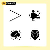 4 Creative Icons for Modern website design and responsive mobile apps 4 Glyph Symbols Signs on White Background 4 Icon Pack vector