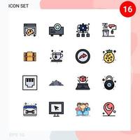 16 User Interface Flat Color Filled Line Pack of modern Signs and Symbols of briefcase roller setting painting brush Editable Creative Vector Design Elements