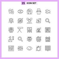 25 Icons in Line Style Outline Symbols on White Background Creative Vector Signs for Web mobile and Print