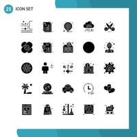 Universal Icon Symbols Group of 25 Modern Solid Glyphs of clippers connect day link network Editable Vector Design Elements