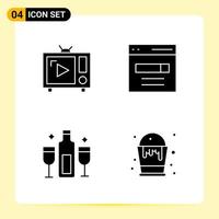 4 Creative Icons for Modern website design and responsive mobile apps 4 Glyph Symbols Signs on White Background 4 Icon Pack vector