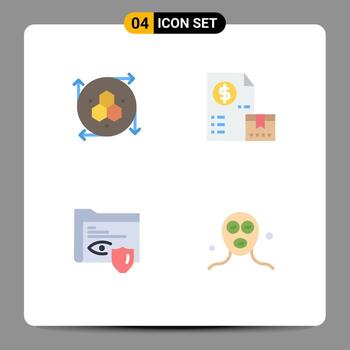 4 Universal Flat Icon Signs Symbols of computer graphics gdpr modeling tool market security Editable Vector Design Elements