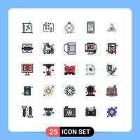 Universal Icon Symbols Group of 25 Modern Filled line Flat Colors of cell mobile tactic location navigation Editable Vector Design Elements