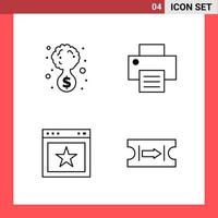 4 Icon Pack Line Style Outline Symbols on White Background Simple Signs for general designing vector