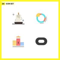 Pictogram Set of 4 Simple Flat Icons of burning light pedestal illumination circle first place Editable Vector Design Elements