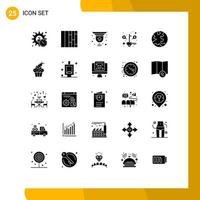 Set of 25 Vector Solid Glyphs on Grid for online earth circuit success money Editable Vector Design Elements