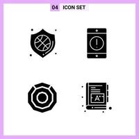 4 Icons in Solid Style Glyph Symbols on White Background Creative Vector Signs for Web mobile and Print