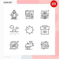 Vector Pack of 9 Icons in Line Style Creative Outline Pack isolated on White Background for Web and Mobile