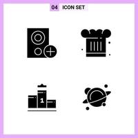 4 Icons in Solid Style Glyph Symbols on White Background Creative Vector Signs for Web mobile and Print
