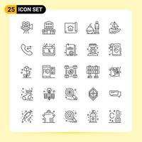 25 Creative Icons for Modern website design and responsive mobile apps 25 Outline Symbols Signs on White Background 25 Icon Pack vector