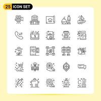 25 iconos creativos para el diseño moderno de sitios web y aplicaciones móviles receptivas 25 símbolos de contorno signos sobre fondo blanco paquete de 25 iconos vector