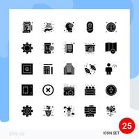 Universal Icon Symbols Group of 25 Modern Solid Glyphs of details girl head child solution Editable Vector Design Elements