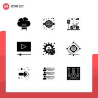 Universal Icon Symbols Group of 9 Modern Solid Glyphs of product executive park administrator movie Editable Vector Design Elements