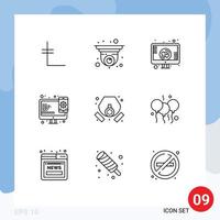 Pack of 9 creative Outlines of mask web design love web design Editable Vector Design Elements