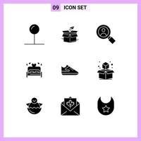 Pack of 9 Modern Solid Glyphs Signs and Symbols for Web Print Media such as exercise heart shipping love user Editable Vector Design Elements