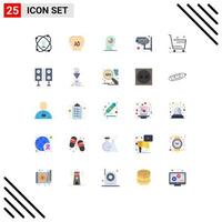Pack of 25 Modern Flat Colors Signs and Symbols for Web Print Media such as ecommerce protection human security camera Editable Vector Design Elements