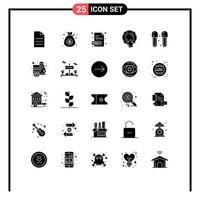 grupo de símbolos de iconos universales de 25 glifos sólidos modernos de elementos de diseño de vectores editables de guardia de seguro de documento de aro salvavidas de baño