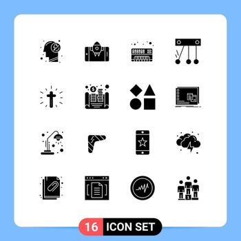 16 Solid Glyph concept for Websites Mobile and Apps easter christian analog celebration science Editable Vector Design Elements
