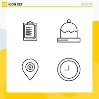 Collection of 4 Universal Line Icons Icon Set for Web and Mobile vector