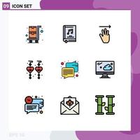 Set of 9 Modern UI Icons Symbols Signs for message chat hand love custom earrings Editable Vector Design Elements