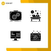 4 Icon Set Solid Style Icon Pack Glyph Symbols isolated on White Backgound for Responsive Website Designing vector