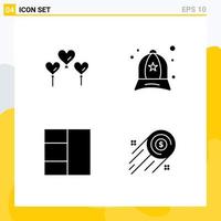 4 Solid Glyph concept for Websites Mobile and Apps heart business accessories fashion growth Editable Vector Design Elements