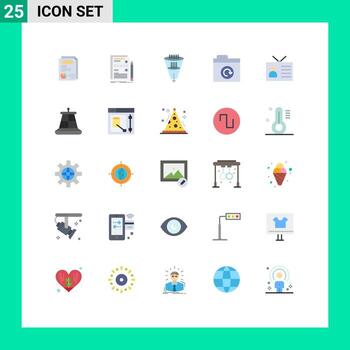 Modern Set of 25 Flat Colors Pictograph of ancient tv refresh system folder filtration Editable Vector Design Elements