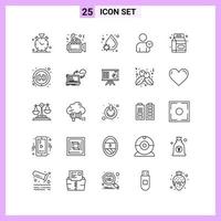25 Icons in Line Style Outline Symbols on White Background Creative Vector Signs for Web mobile and Print