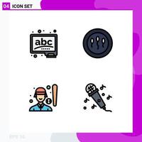 Stock Vector Icon Pack of 4 Line Signs and Symbols for abc baseball player learn medicine player Editable Vector Design Elements