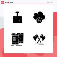 Pictogram Set of Simple Solid Glyphs of cable sync transport lock syncing Editable Vector Design Elements