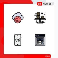 4 Creative Icons Modern Signs and Symbols of air ecommerce pollution money shopping Editable Vector Design Elements