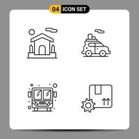 4 Black Icon Pack Outline Symbols Signs for Responsive designs on white background 4 Icons Set vector