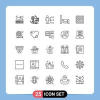 25 Universal Lines Set for Web and Mobile Applications game people connect bedroom male Editable Vector Design Elements