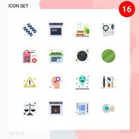 Set of 16 Commercial Flat Colors pack for tag add bench bp monitor blood pressure operator Editable Pack of Creative Vector Design Elements