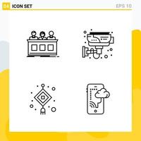 Collection of 4 Universal Line Icons Icon Set for Web and Mobile vector