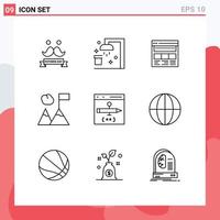 Outline Pack of 9 Universal Symbols of mountains business website webpage page Editable Vector Design Elements